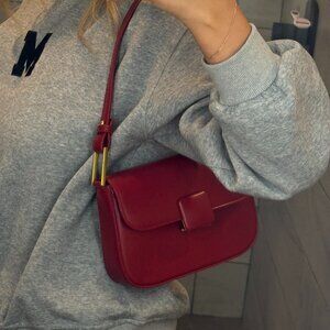 Red / Bordeaux Faux Leather Bag